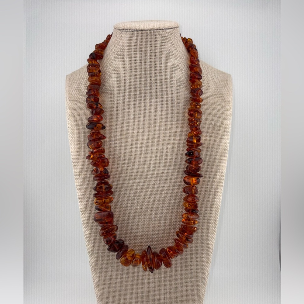 Vintage Baltic Amber Nugget Necklace 24’